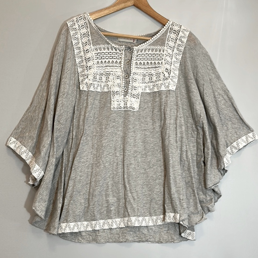 Johnny Was 4 Love and Liberty Womens Size S Tunic Top Blouse Boho Trim Lace - Picture 10 of 12